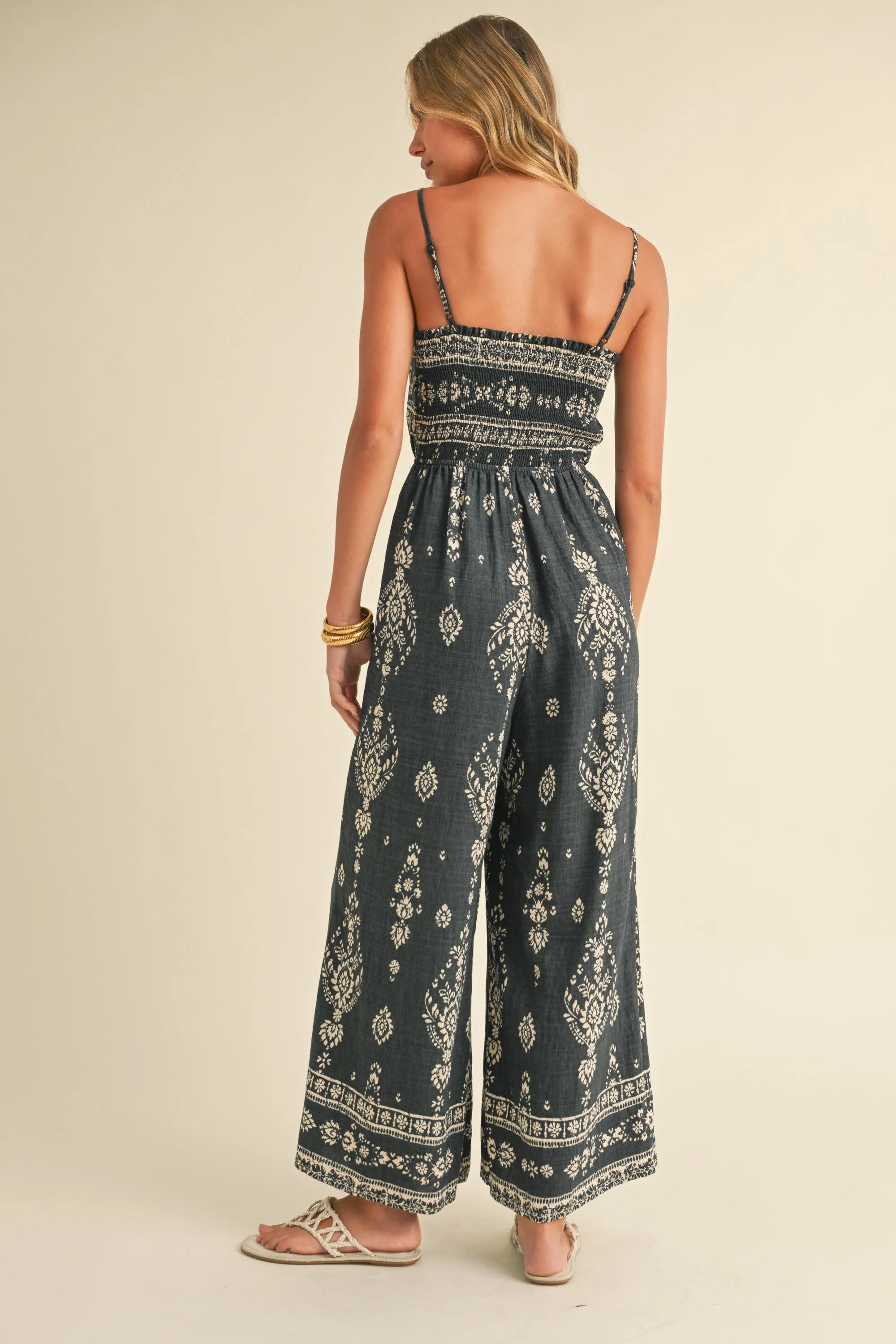 Boho Printed Wide-Leg Jumpsuit sold by Evercado product image thumbnail 4