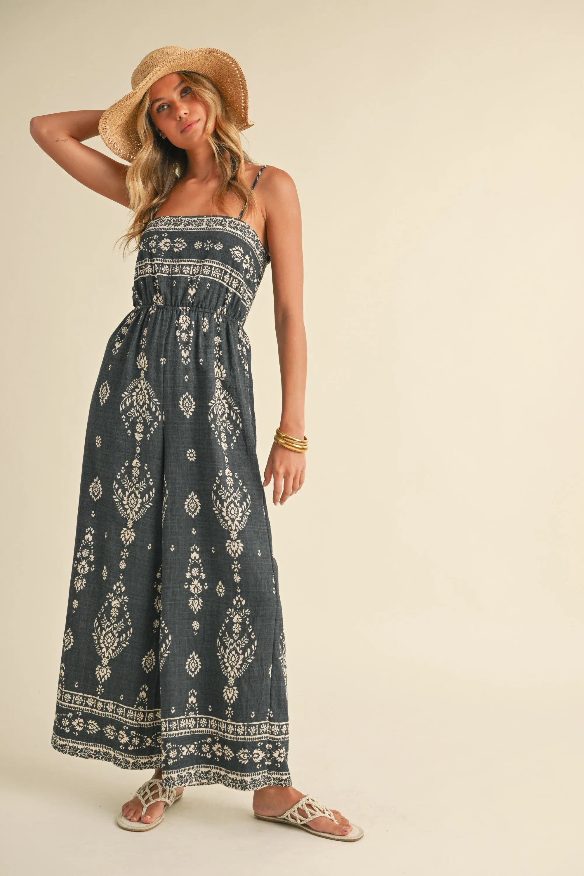 Boho Printed Wide-Leg Jumpsuit sold by Evercado product image thumbnail 3