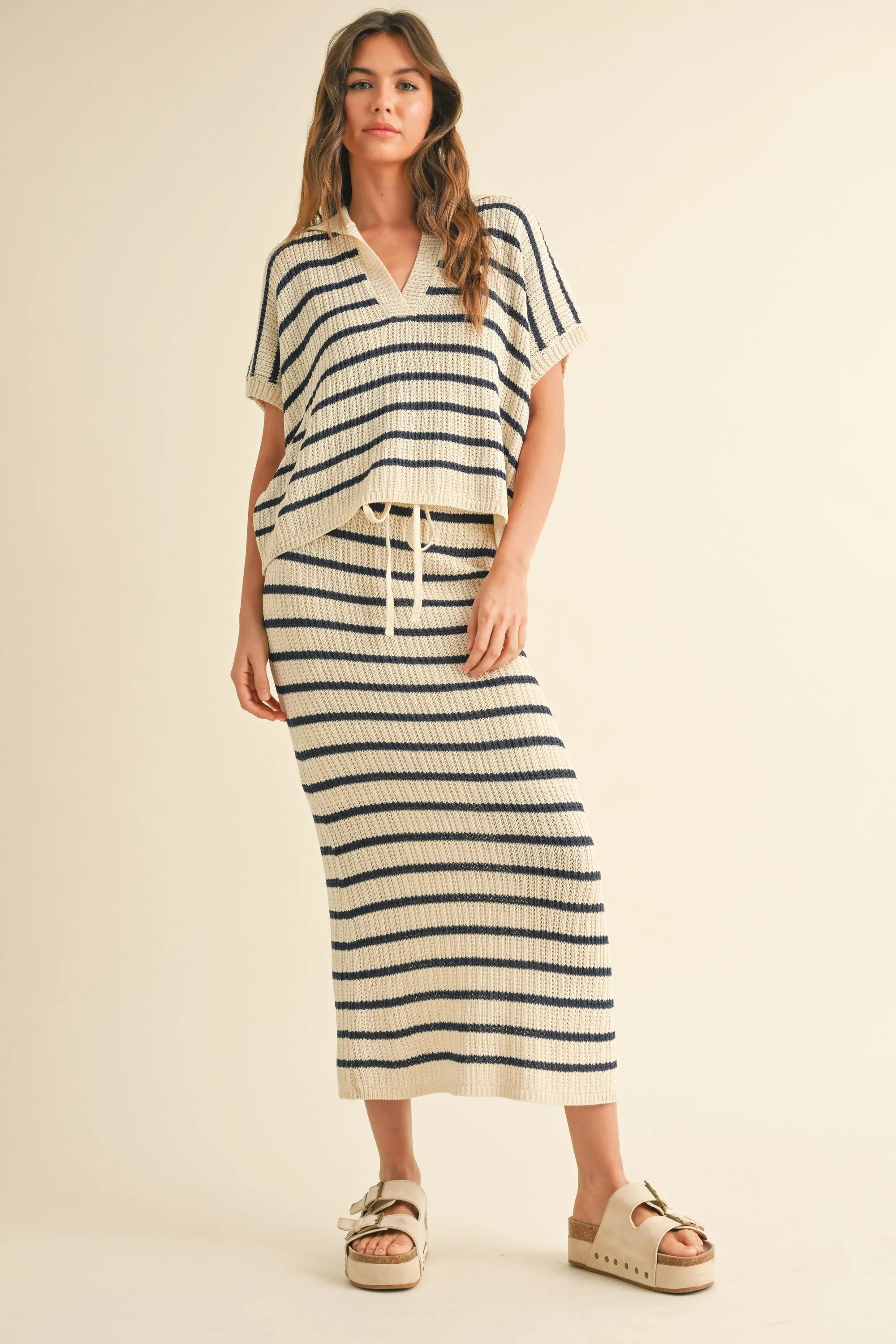 Striped Knit Midi Skirt sold by Evercado