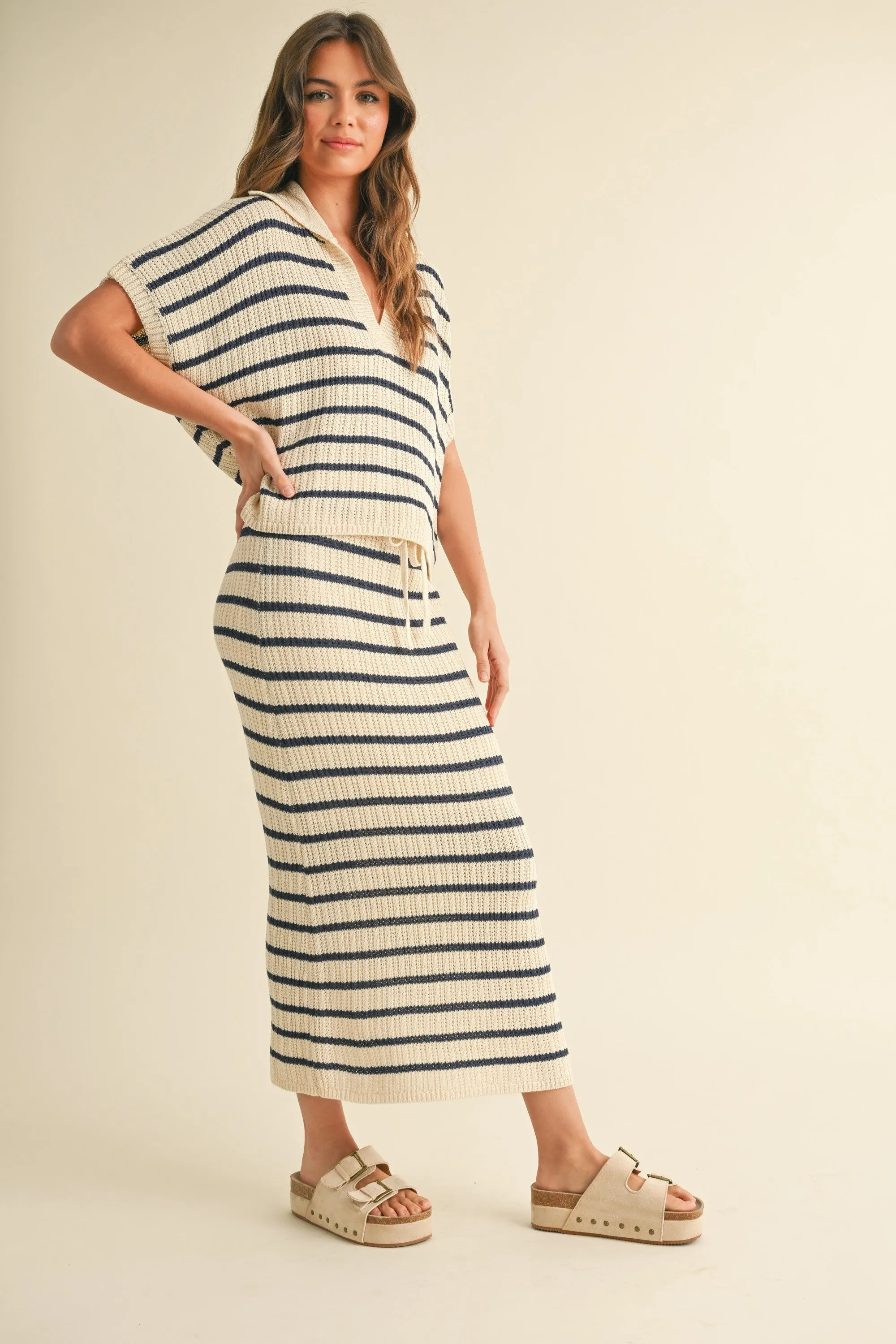 Striped Knit Midi Skirt sold by Evercado product image thumbnail 5