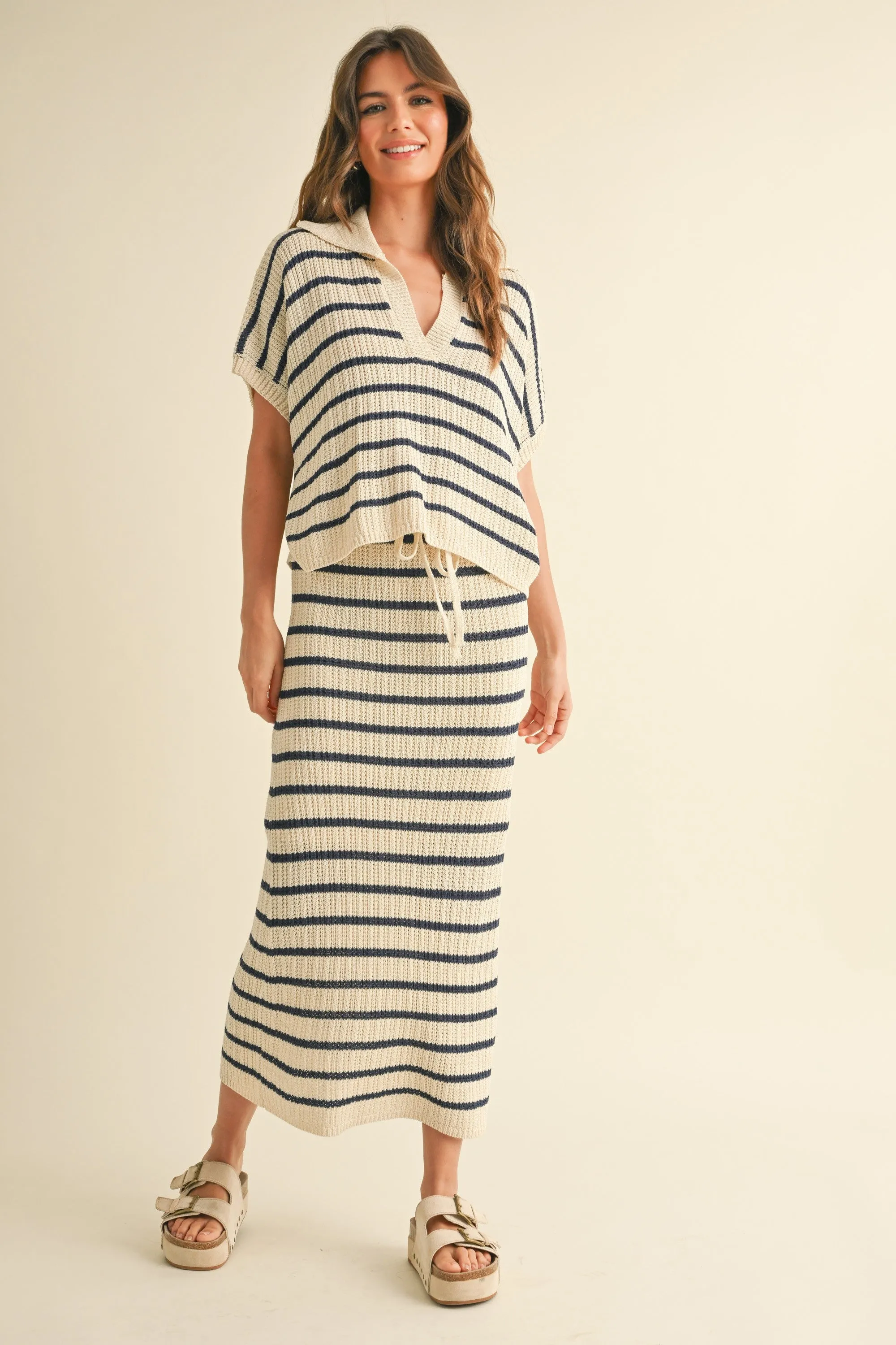 Striped Knit Midi Skirt sold by Evercado product image thumbnail 3