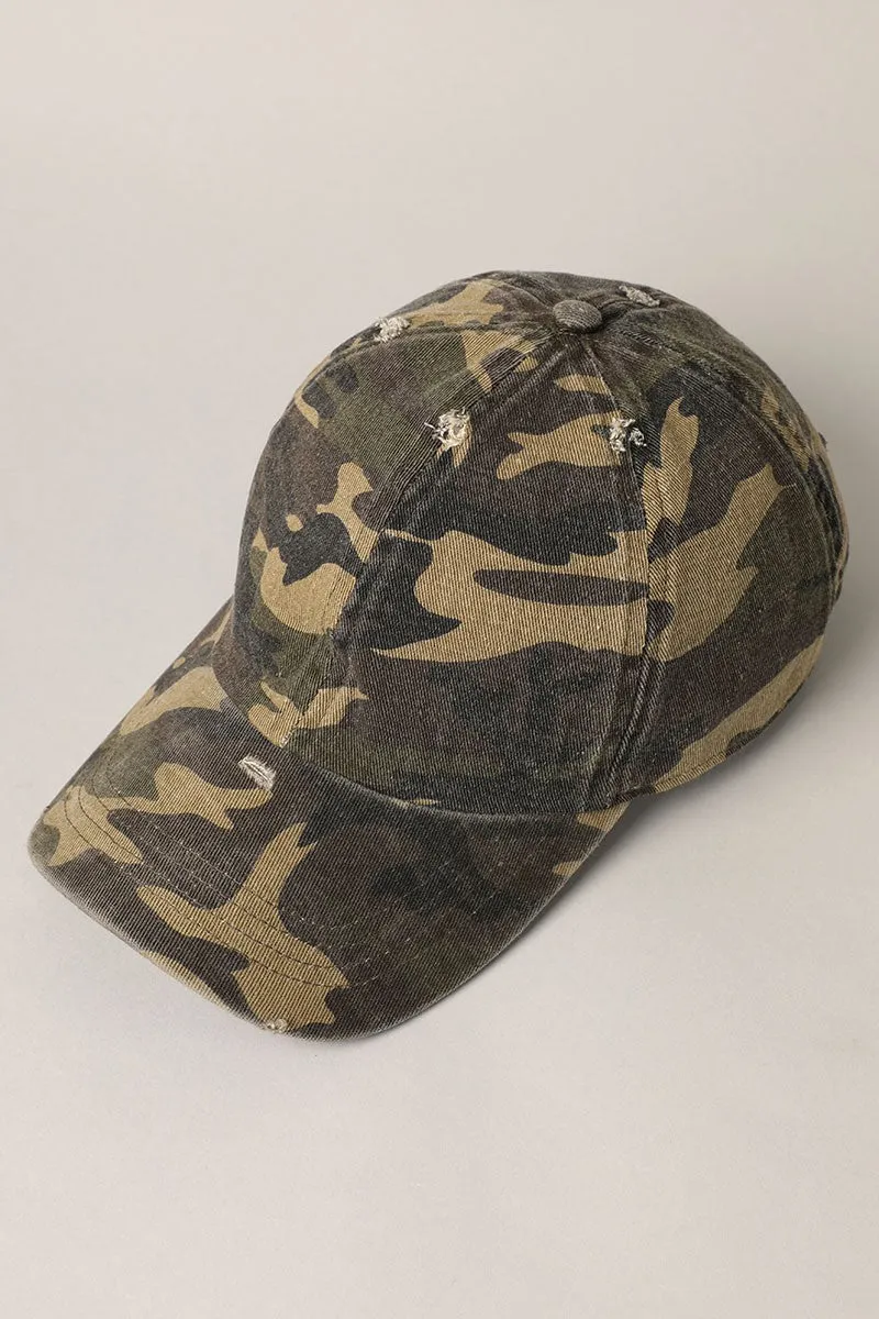 Distressed Camouflage Baseball Cap sold by Evercado product image thumbnail 4