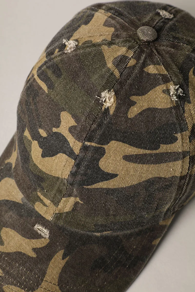 Distressed Camouflage Baseball Cap sold by Evercado product image thumbnail 5