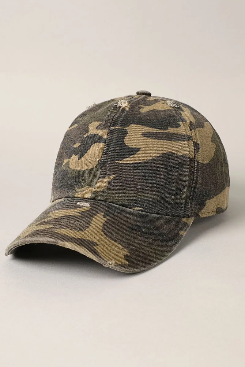 Distressed Camouflage Baseball Cap sold by Evercado
