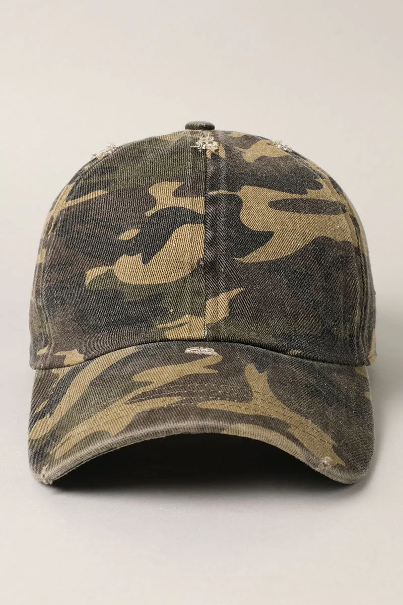 Distressed Camouflage Baseball Cap sold by Evercado product image thumbnail 2
