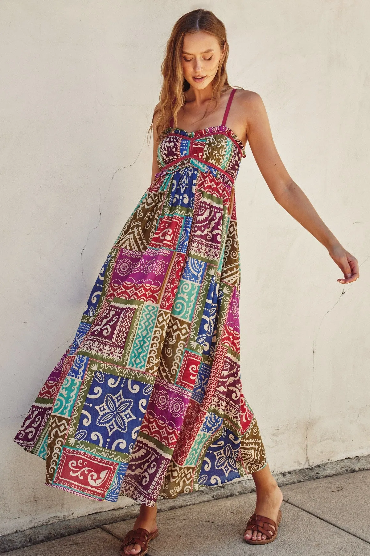 Boho Printed Maxi Flare Dress sold by Evercado