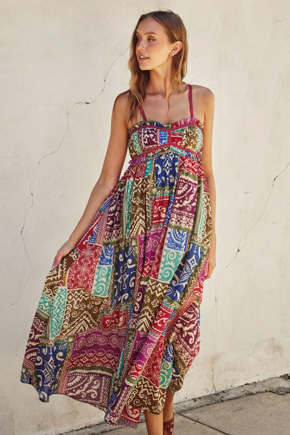 Boho Printed Maxi Flare Dress sold by Evercado product image thumbnail 5
