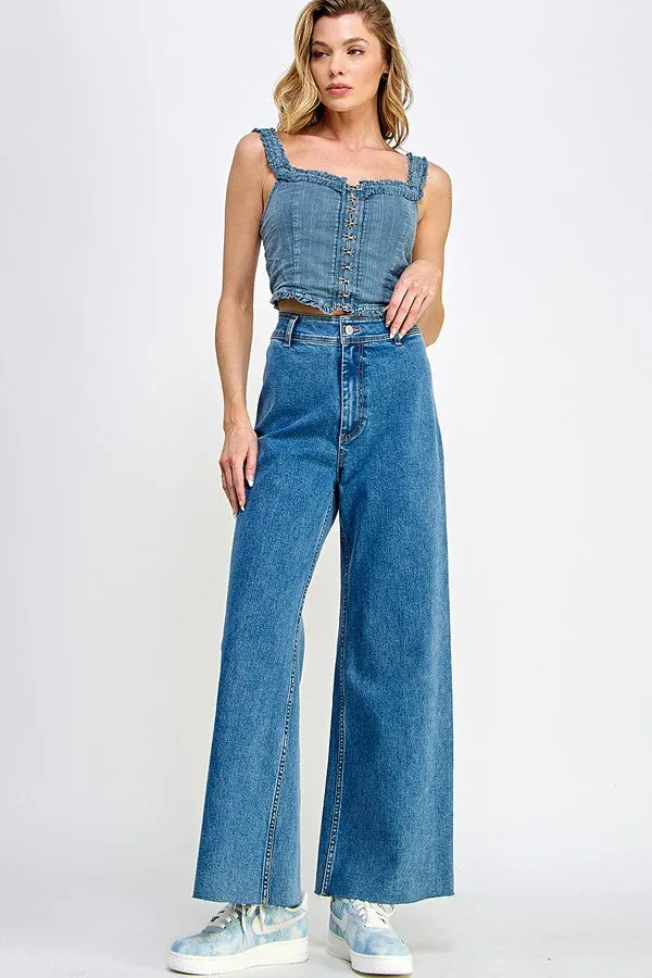 High Rise Wide Leg Marine Jeans sold by Evercado product image thumbnail 5