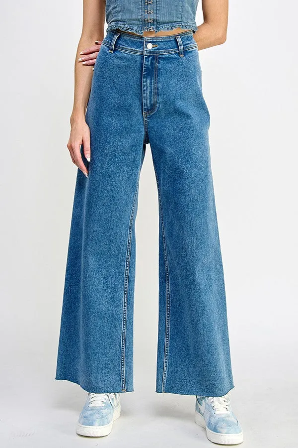 High Rise Wide Leg Marine Jeans sold by Evercado