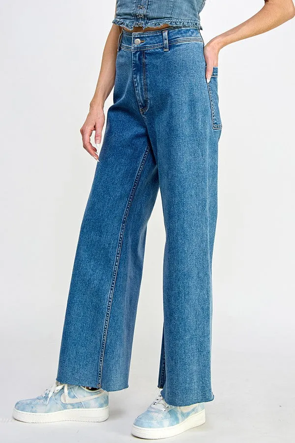 High Rise Wide Leg Marine Jeans sold by Evercado product image thumbnail 2