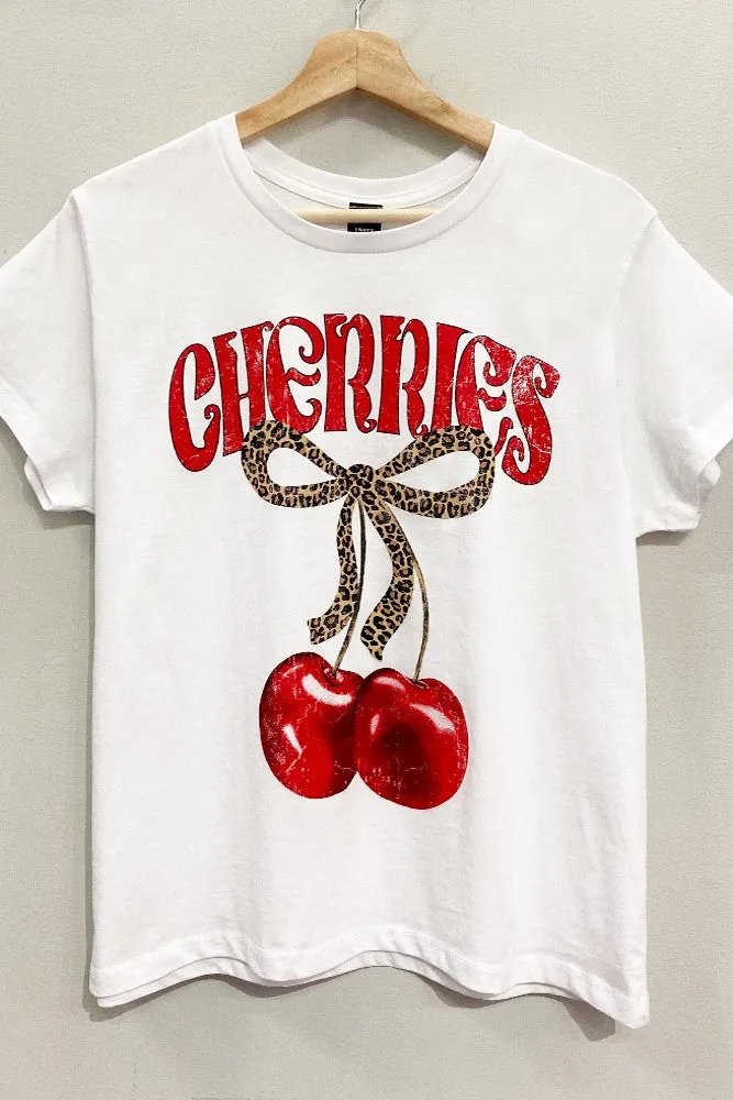 Cherries Leopard Bow Graphic Tee sold by Evercado product image thumbnail 2