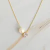 Single Pearl & Diamond Necklace sold by Evercado