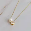 Single Pearl & Diamond Necklace sold by Evercado