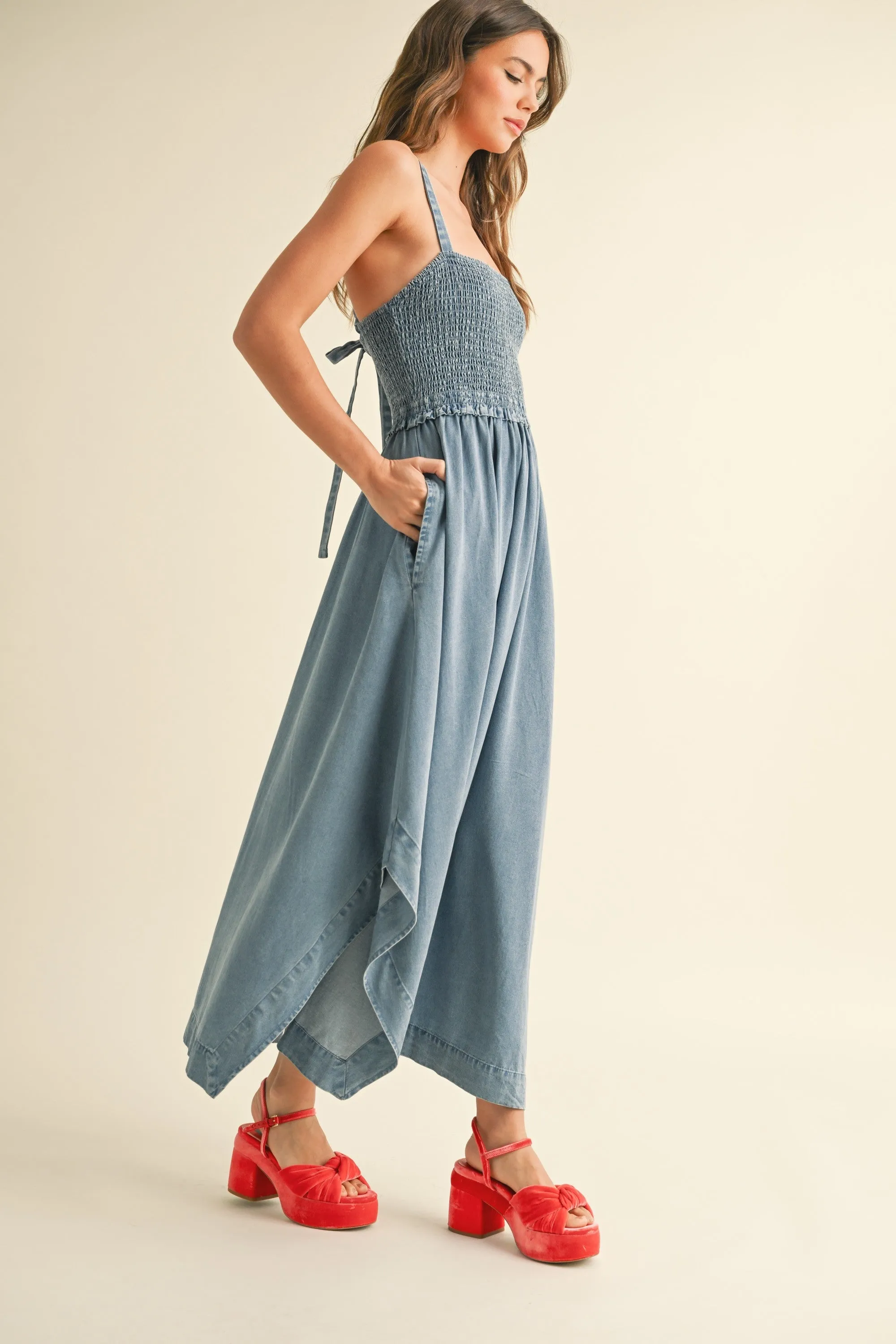Tencel Denim Smocked Maxi Dress sold by Evercado product image thumbnail 5
