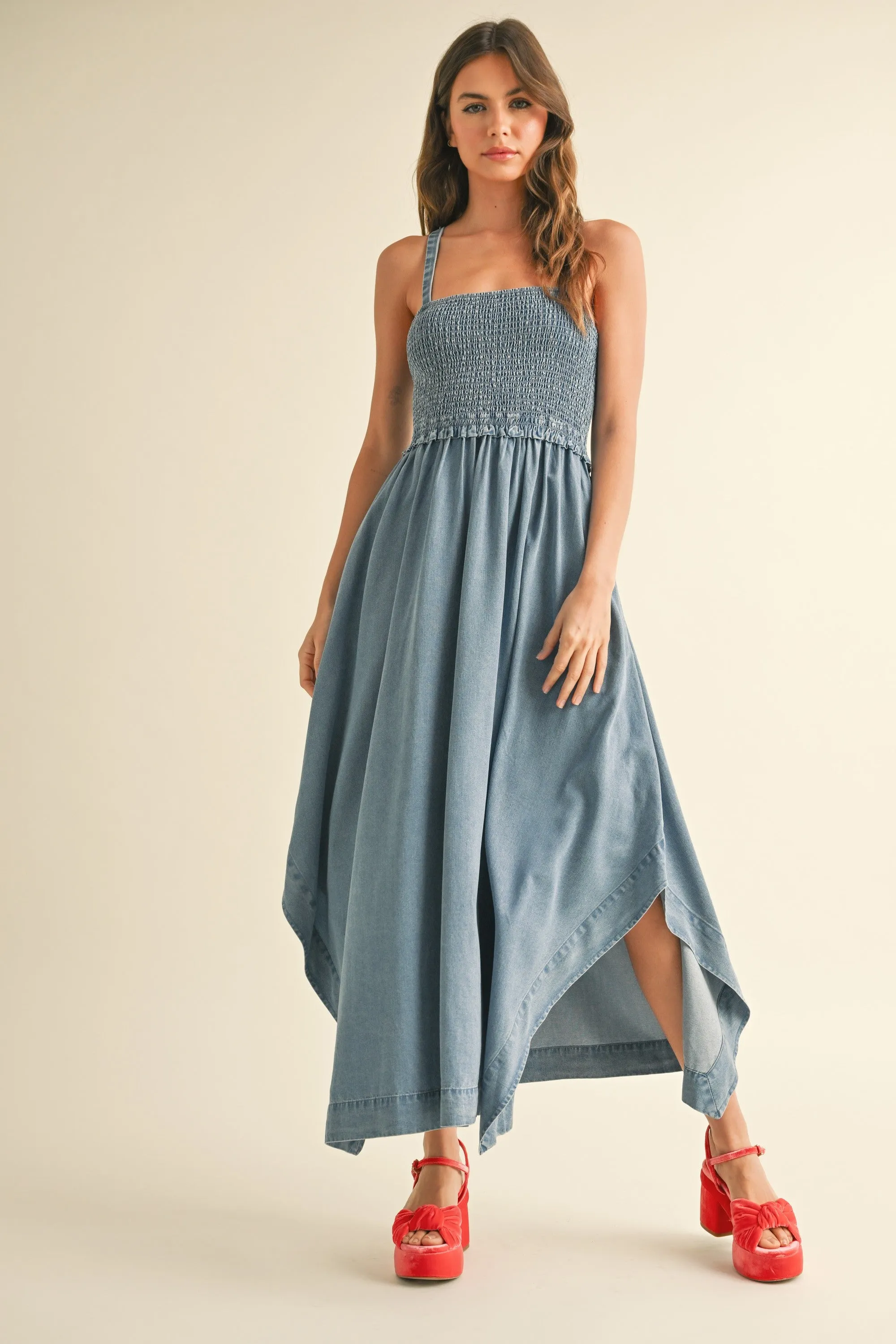 Tencel Denim Smocked Maxi Dress sold by Evercado product image thumbnail 2