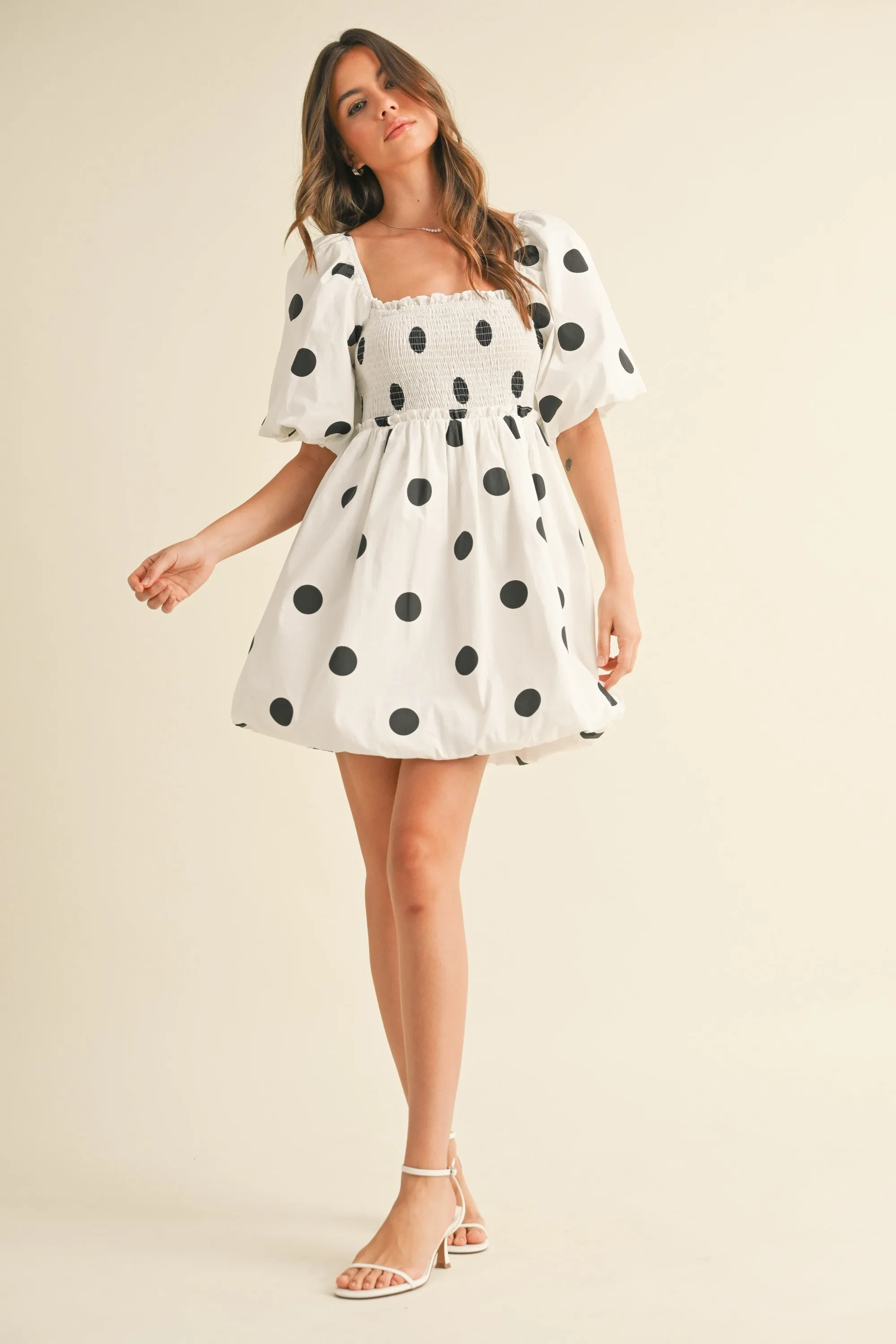 Polka Dot Puff Sleeve Bubble Mini Dress sold by Evercado product image thumbnail 5