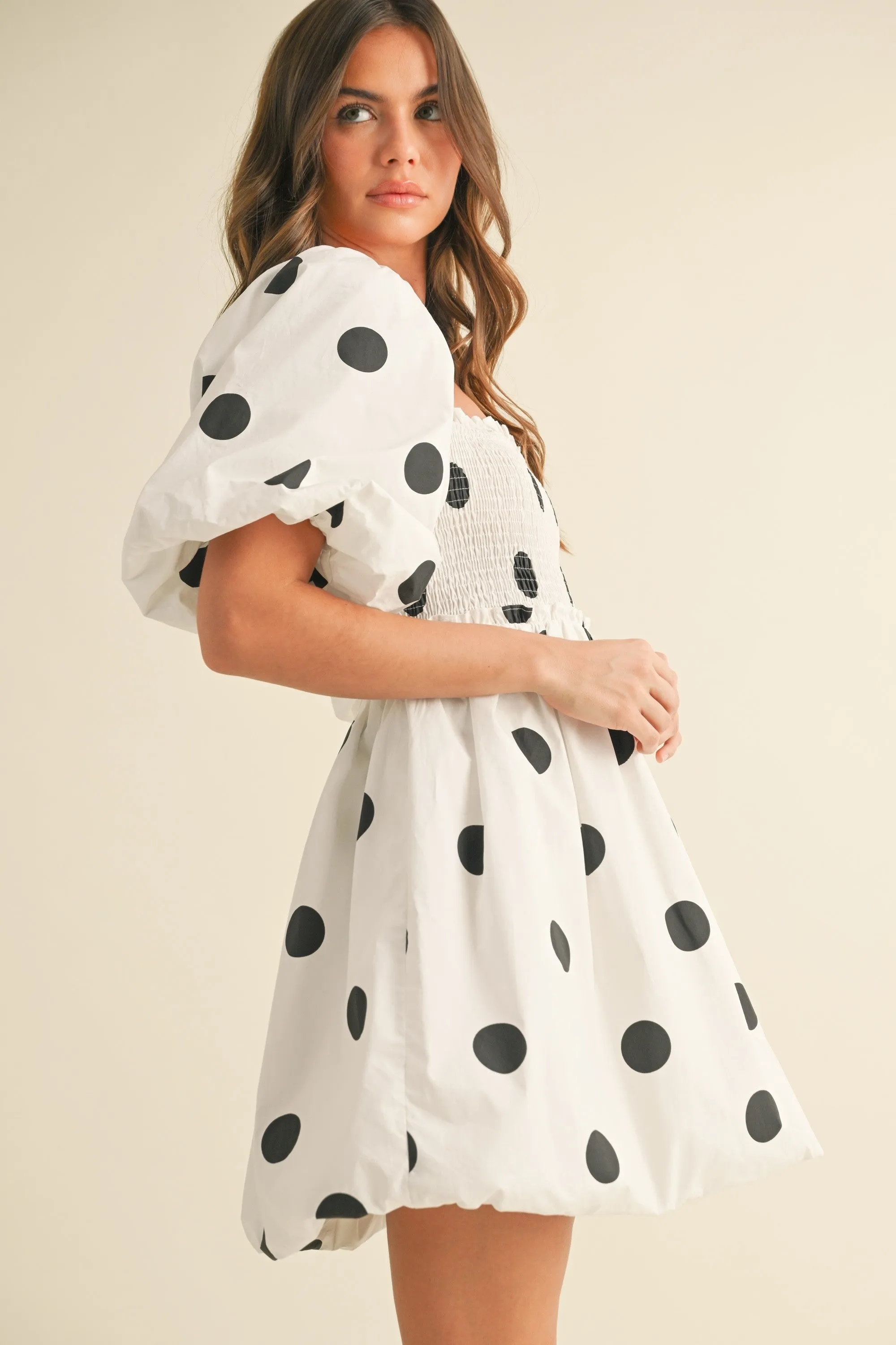 Polka Dot Puff Sleeve Bubble Mini Dress sold by Evercado product image thumbnail 3