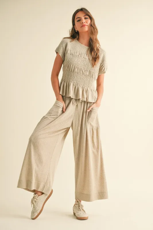 Smocking Detail Short Sleeve Top sold by Evercado