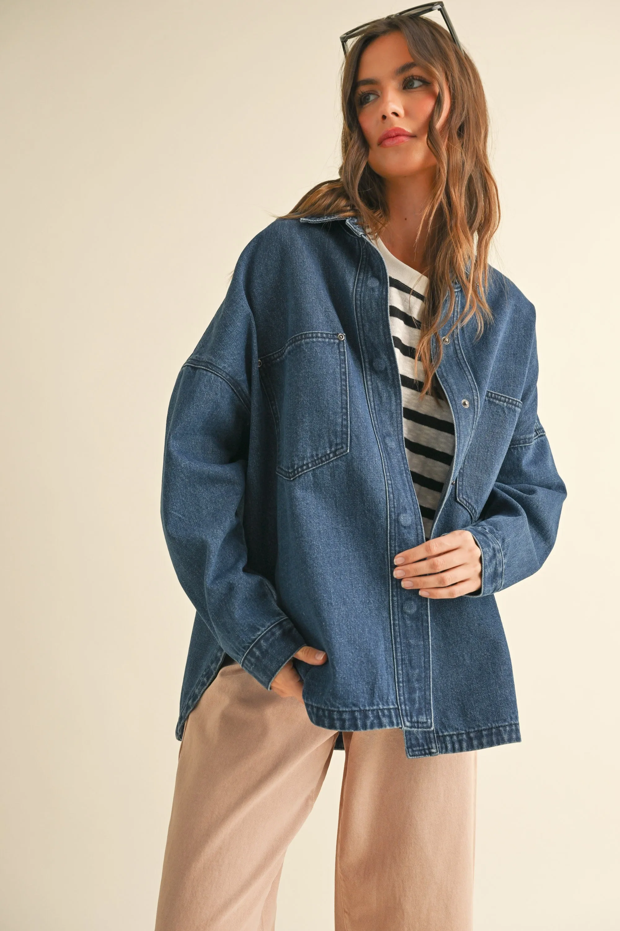 Washed Dark Denim Oversized Jacket sold by Evercado product image thumbnail 2