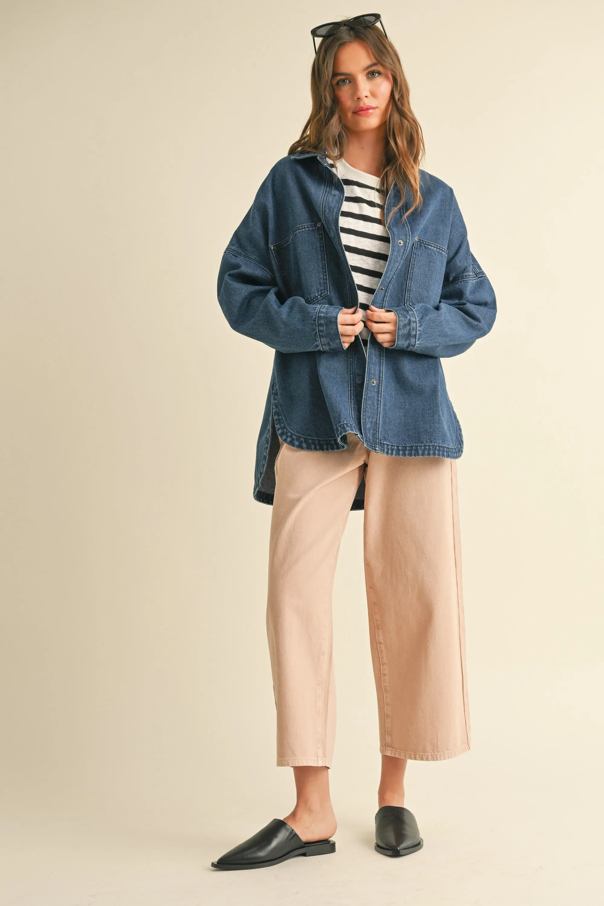 Washed Dark Denim Oversized Jacket sold by Evercado product image thumbnail 4