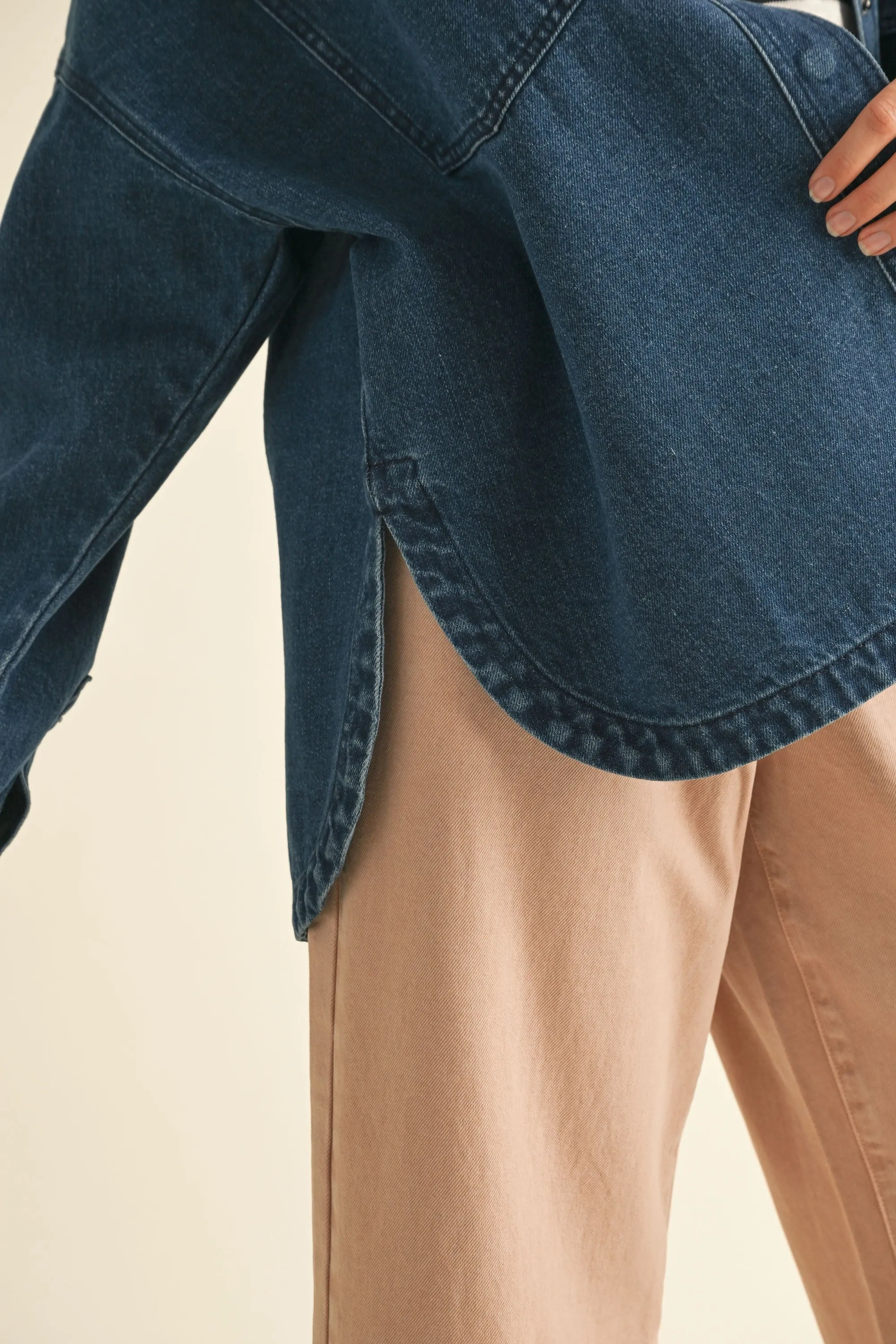 Washed Dark Denim Oversized Jacket sold by Evercado product image thumbnail 5