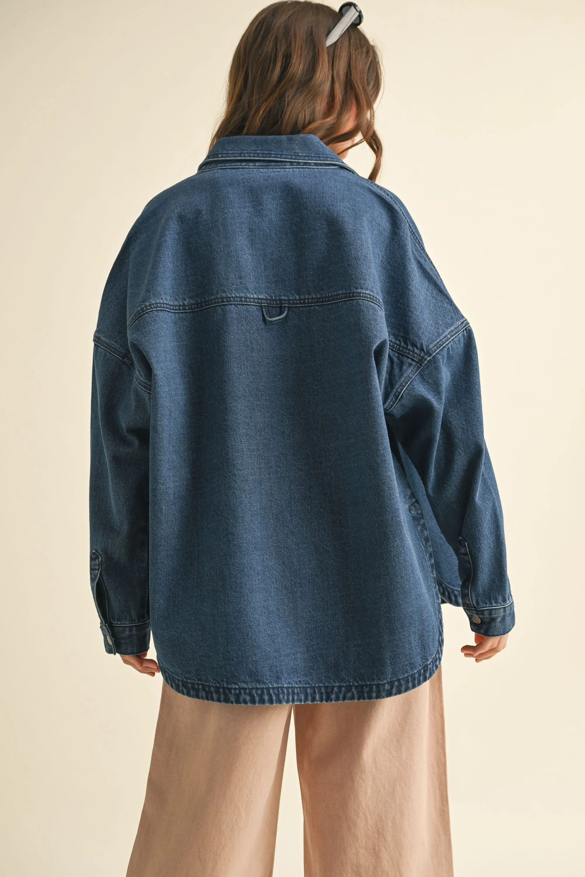 Washed Dark Denim Oversized Jacket sold by Evercado product image thumbnail 3