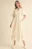 Embroidery Floral Button Down Maxi Dress sold by Evercado