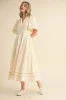 Embroidery Floral Button Down Maxi Dress sold by Evercado