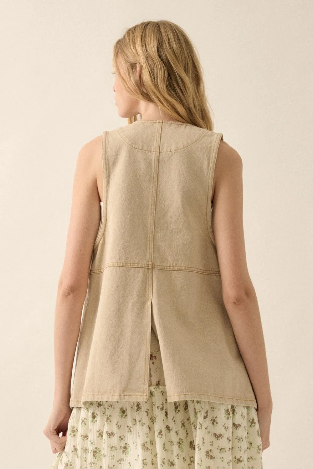 Longlined Denim Vest sold by Evercado product image thumbnail 3