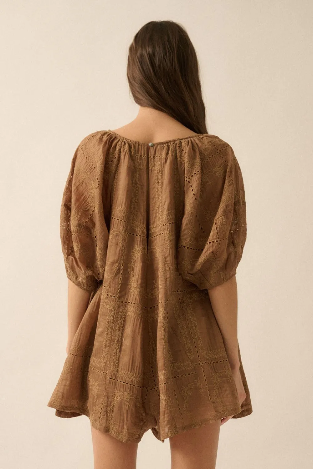 Eyelet Loose Fit Romper sold by Evercado product image thumbnail 3