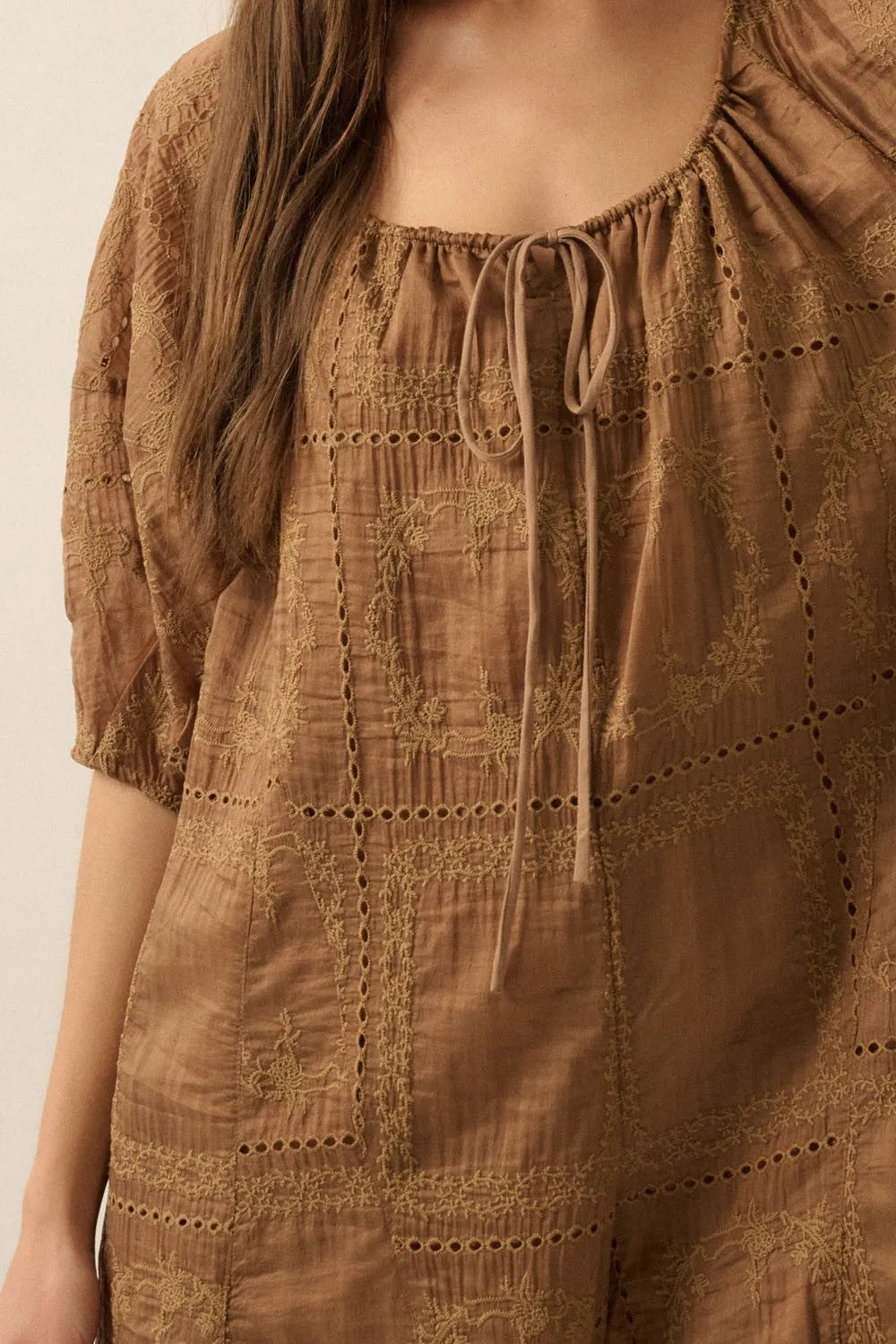 Eyelet Loose Fit Romper sold by Evercado product image thumbnail 5