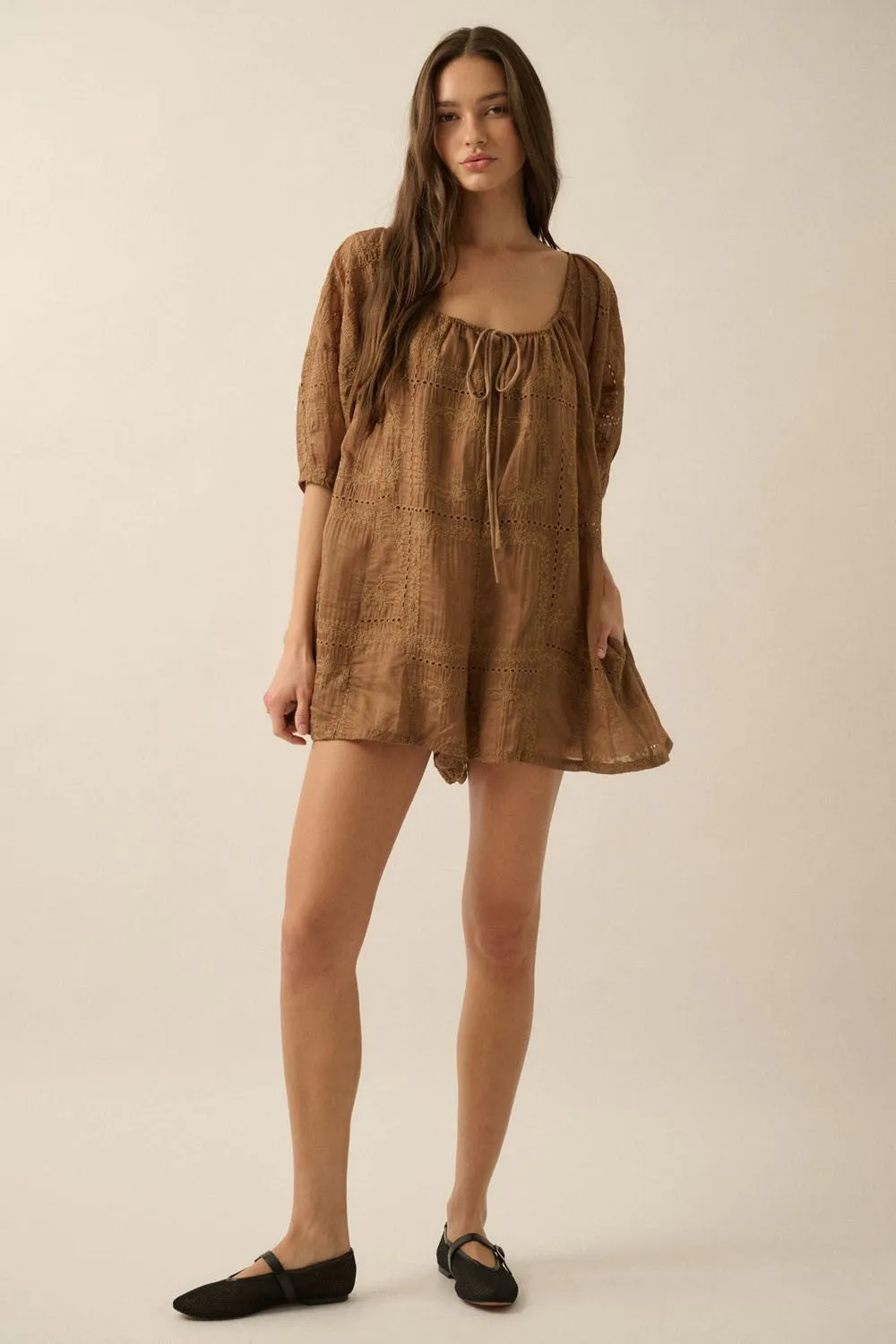 Eyelet Loose Fit Romper sold by Evercado