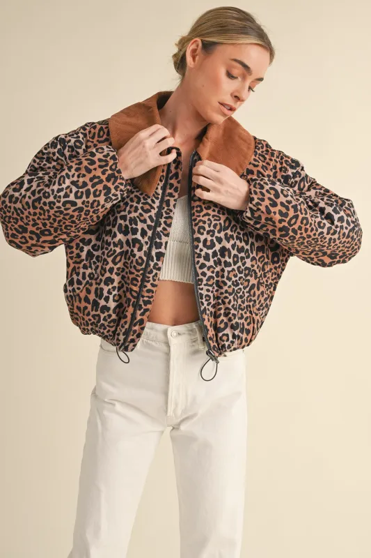 Leopard Printed Cute Collard Jacket sold by Evercado