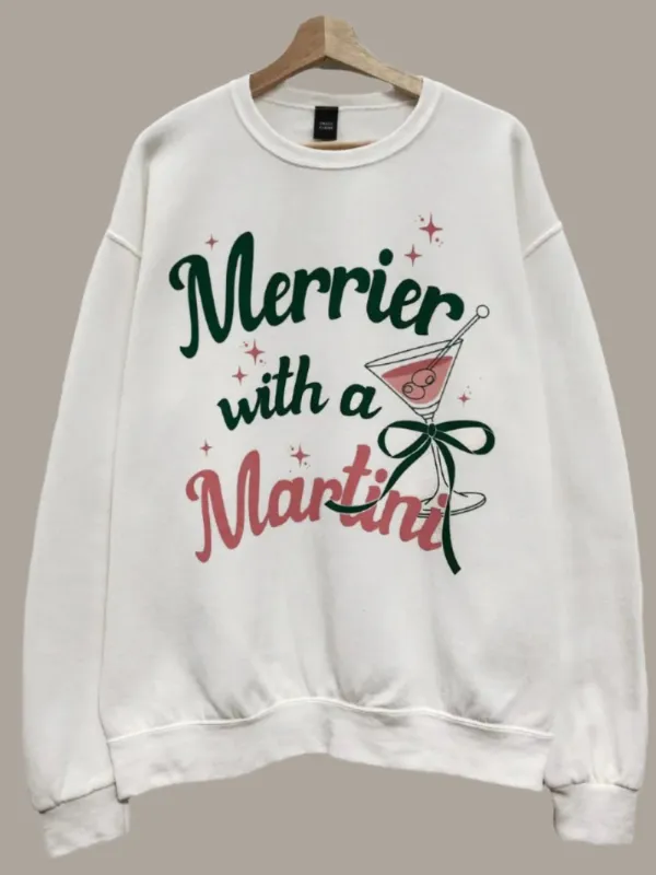 Merrier With Martini Oversized Sweatshirt sold by Evercado