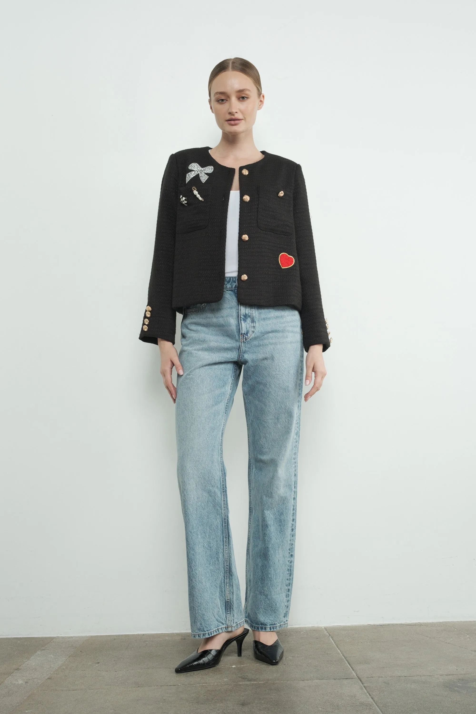 Cute Patch Tweed Jacket sold by Evercado product image thumbnail 5