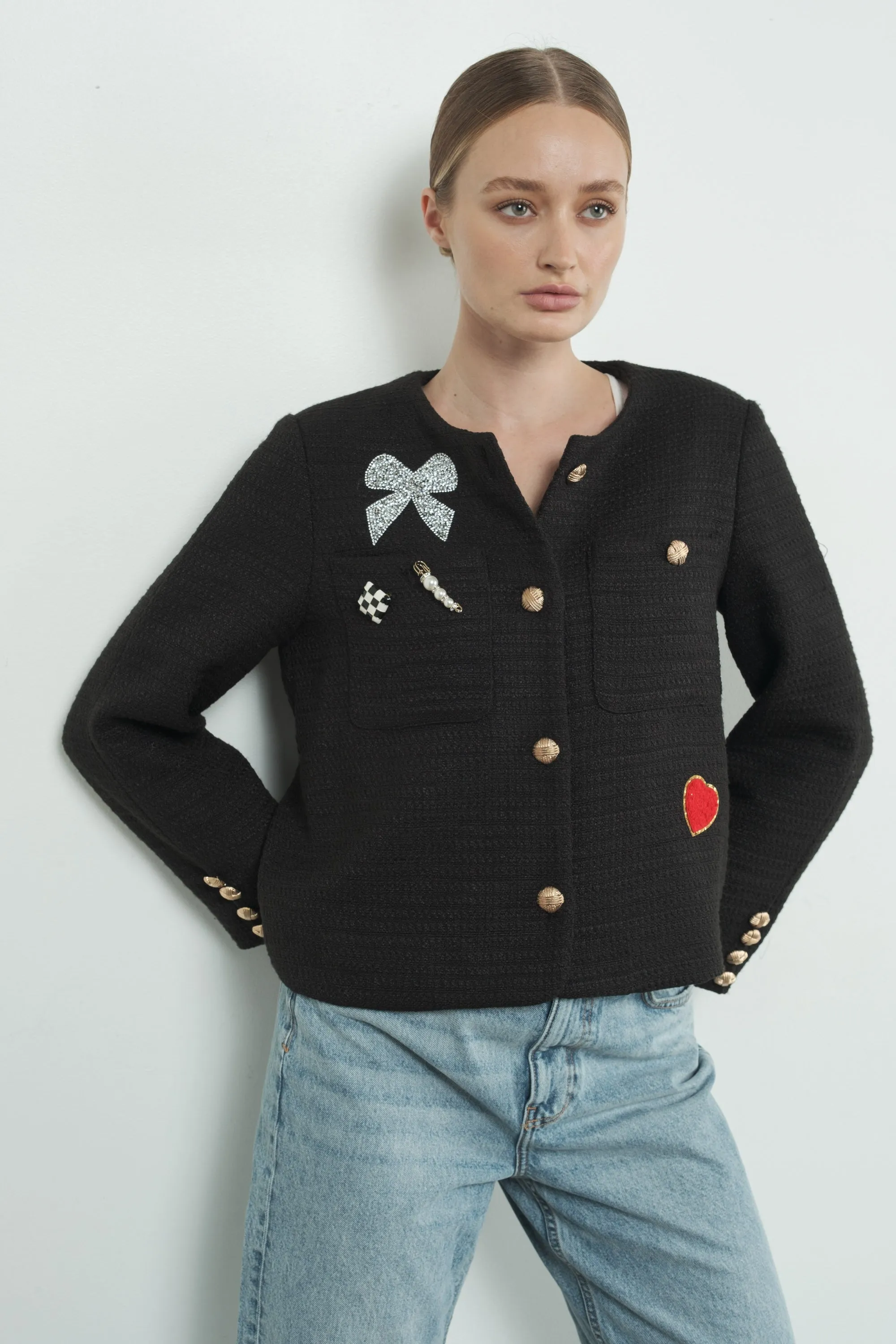 Cute Patch Tweed Jacket sold by Evercado product image thumbnail 2