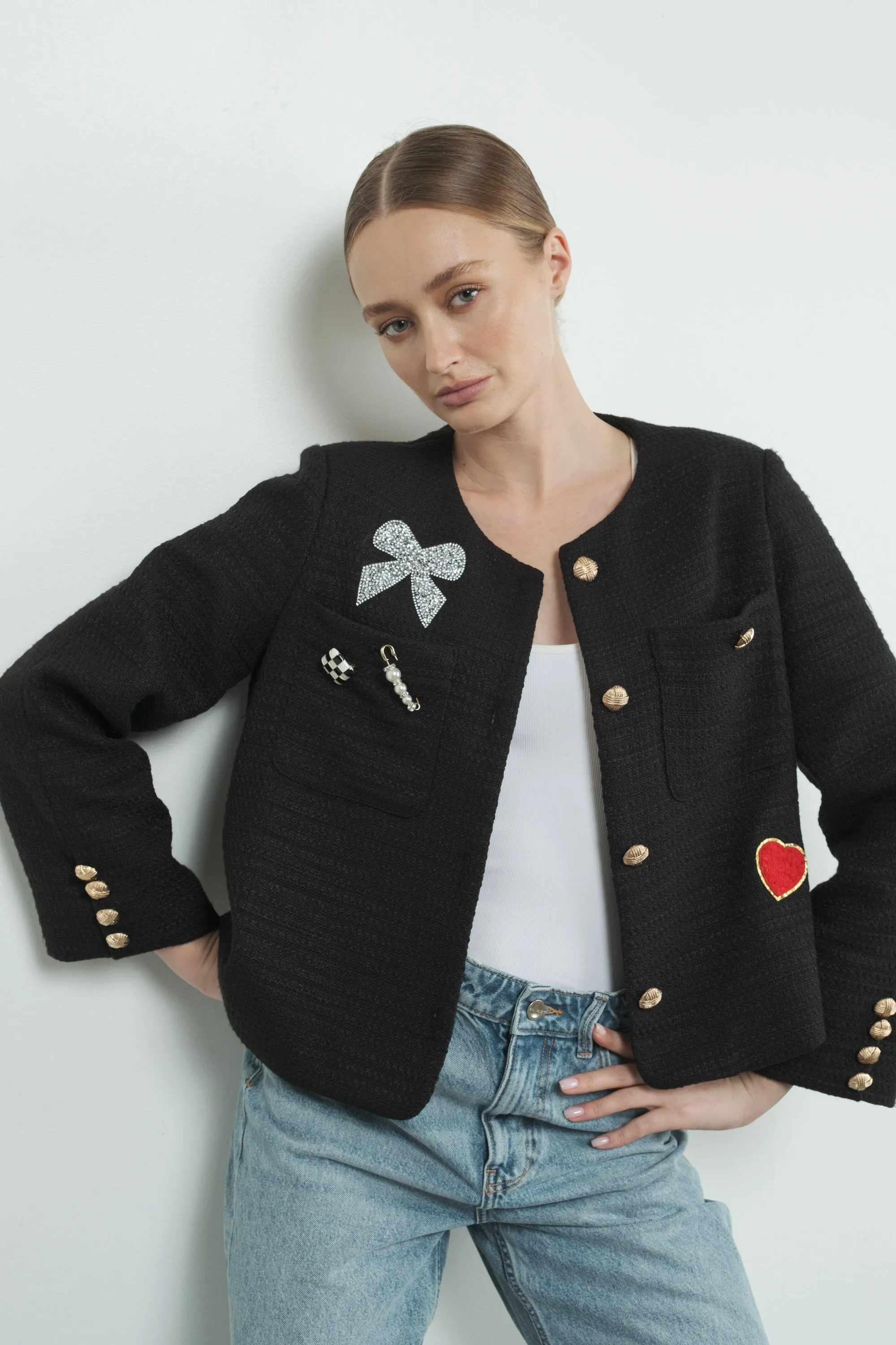 Cute Patch Tweed Jacket sold by Evercado product image thumbnail 3