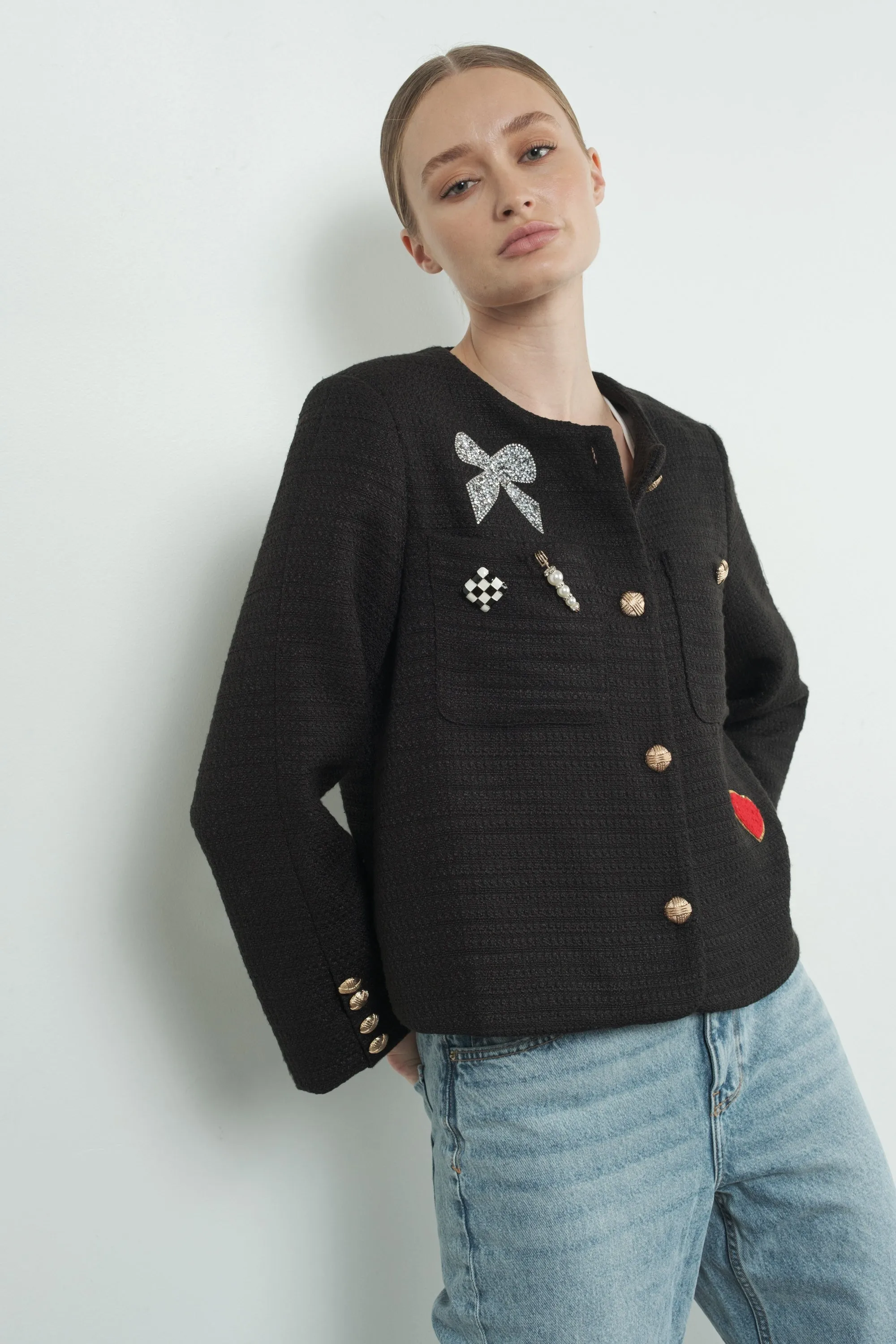 Cute Patch Tweed Jacket sold by Evercado product image thumbnail 4