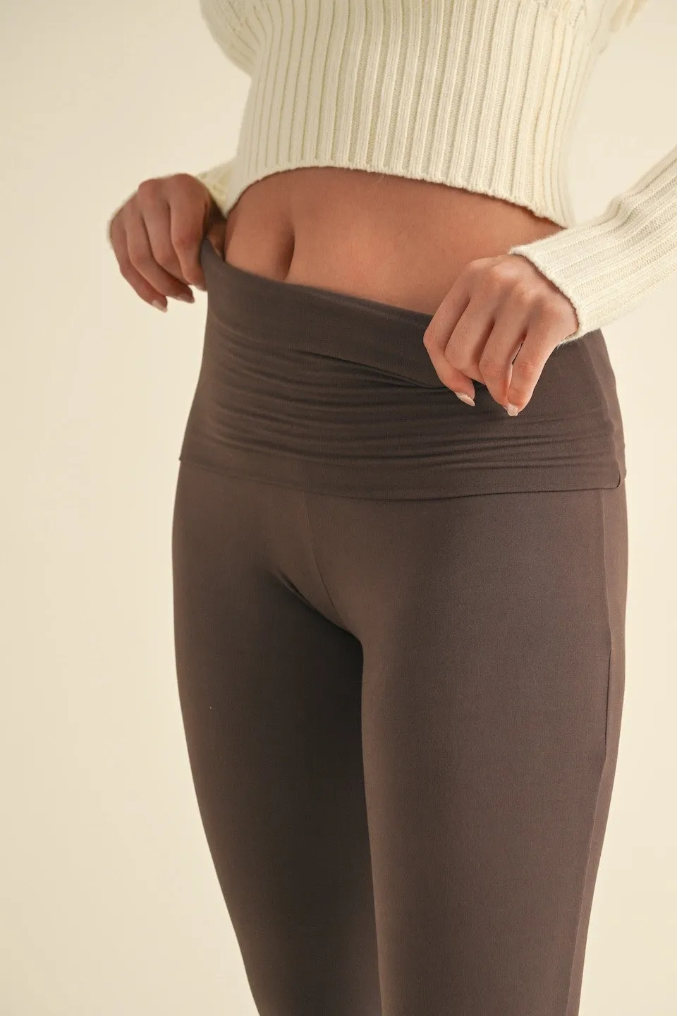 Soft Knit Foldover Flare Leggings sold by Evercado product image thumbnail 2