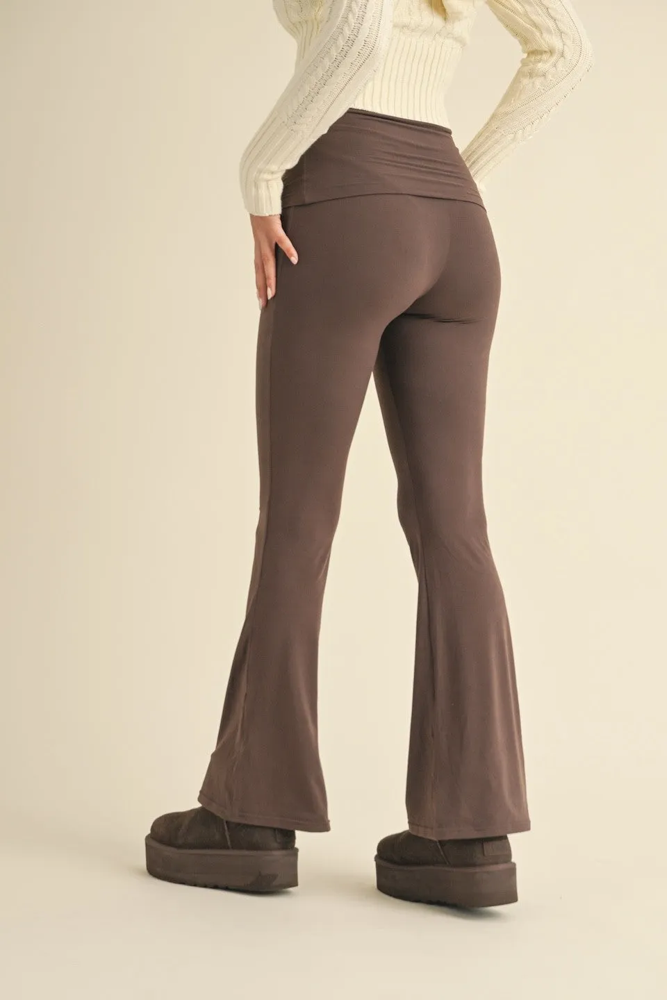 Soft Knit Foldover Flare Leggings sold by Evercado product image thumbnail 4
