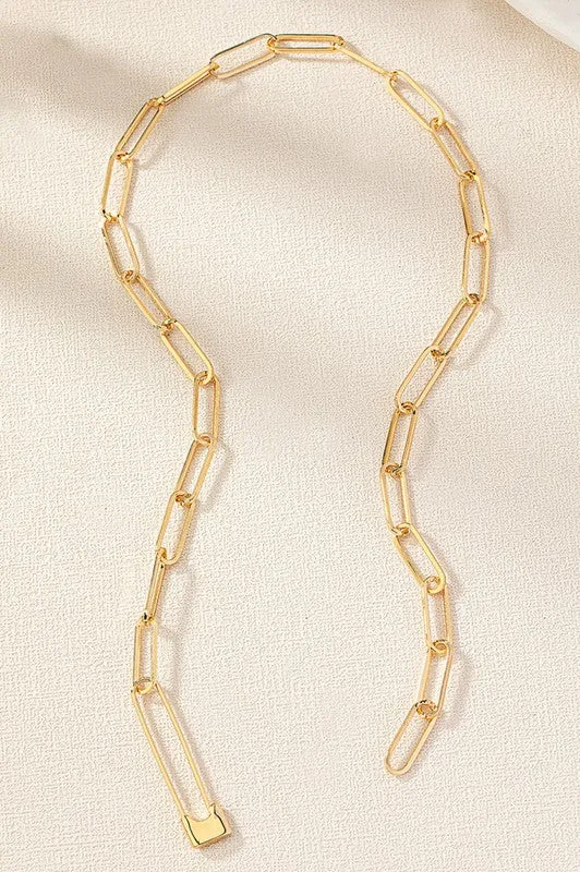Gold Safety Pin Link Chain Necklace sold by Evercado product image thumbnail 2