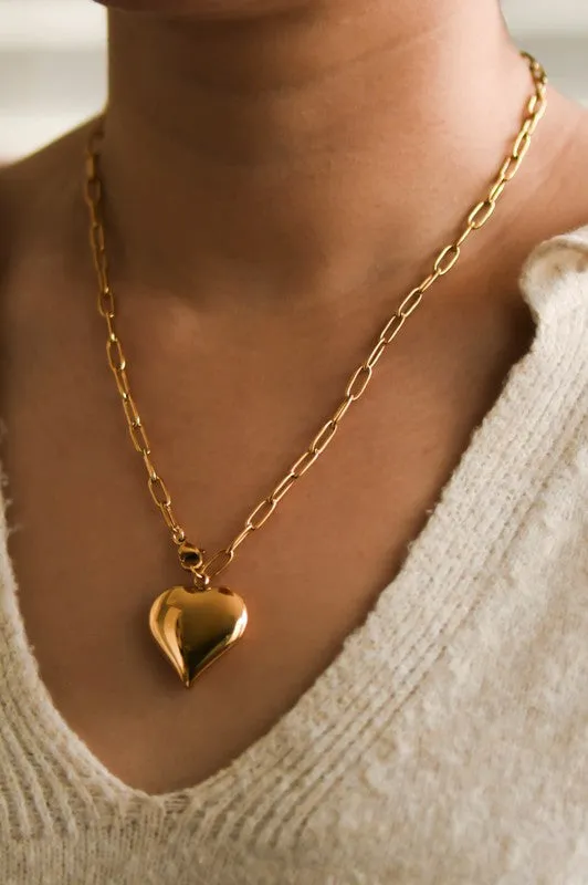 Big Heart Gold Necklace – 18K Gold-Plated Stainless Steel sold by Evercado