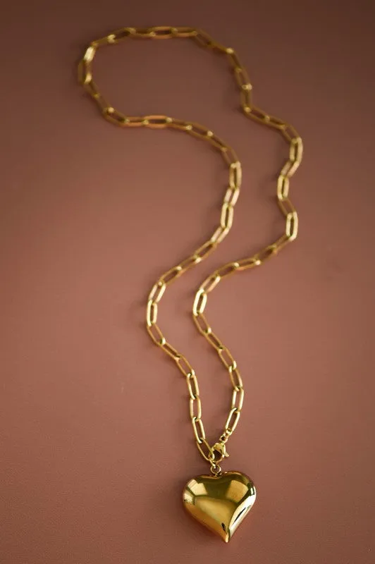 Big Heart Gold Necklace – 18K Gold-Plated Stainless Steel sold by Evercado product image thumbnail 2