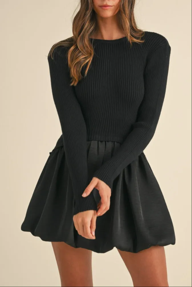 Knit Sweater with Bubble Mini Skirt Dress sold by Evercado