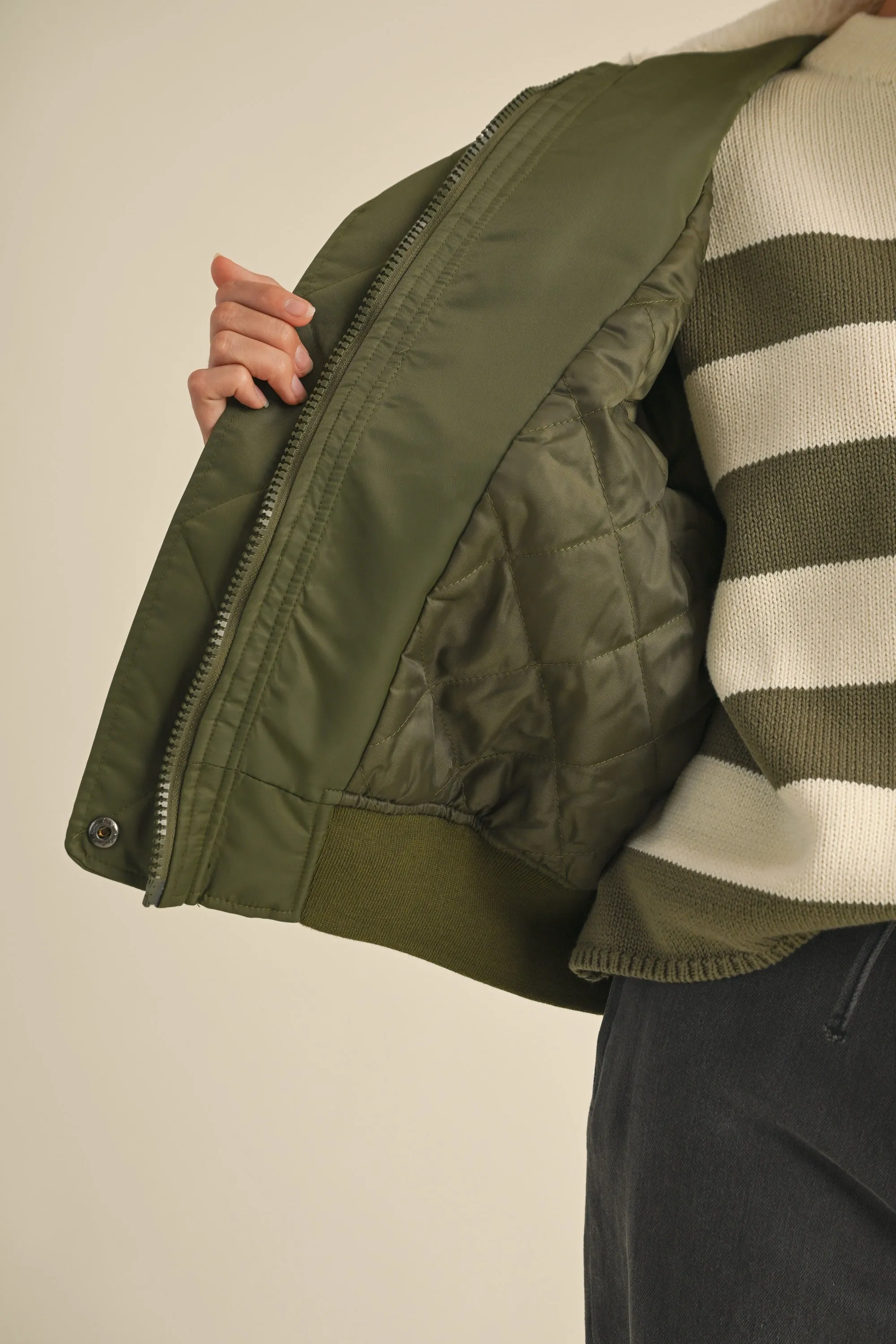 Fur Collared Bomber Jacket sold by Evercado product image thumbnail 5