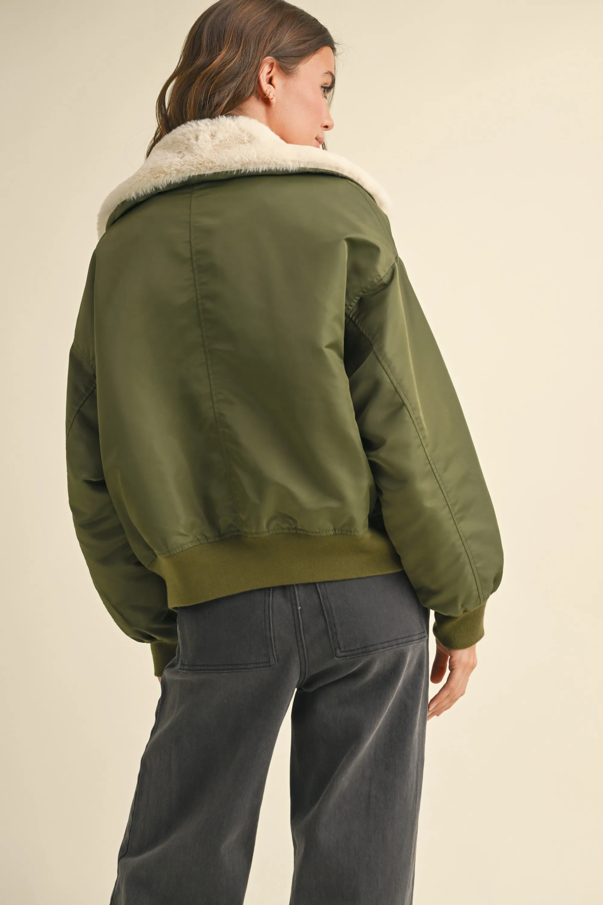 Fur Collared Bomber Jacket sold by Evercado product image thumbnail 3