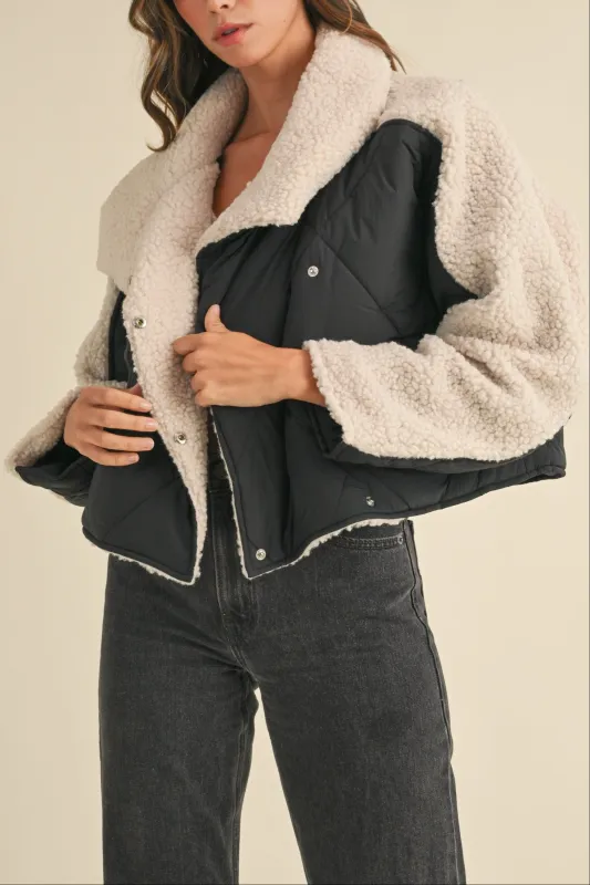 Fluffy Sherpa & Quilted Jacket sold by Evercado
