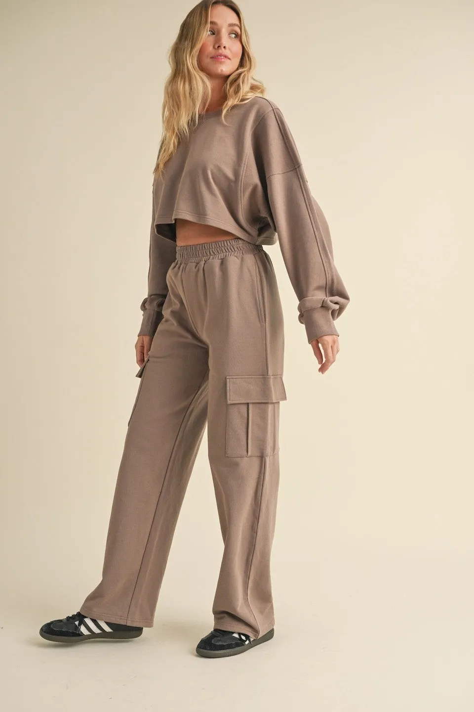 Oversized Crop Sweatshirt and Cargo Sweatpants Set sold by Evercado product image thumbnail 2