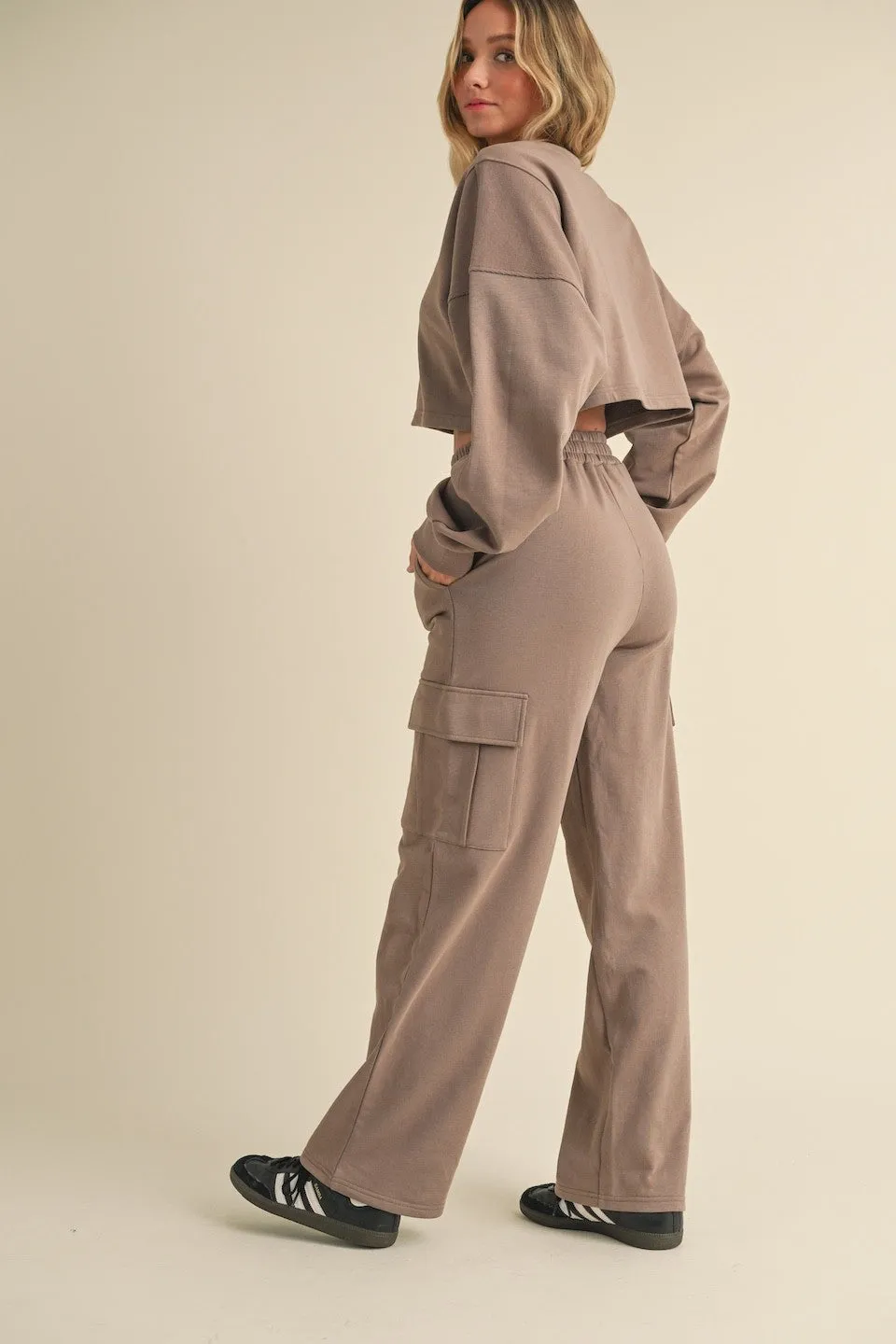 Oversized Crop Sweatshirt and Cargo Sweatpants Set sold by Evercado product image thumbnail 3