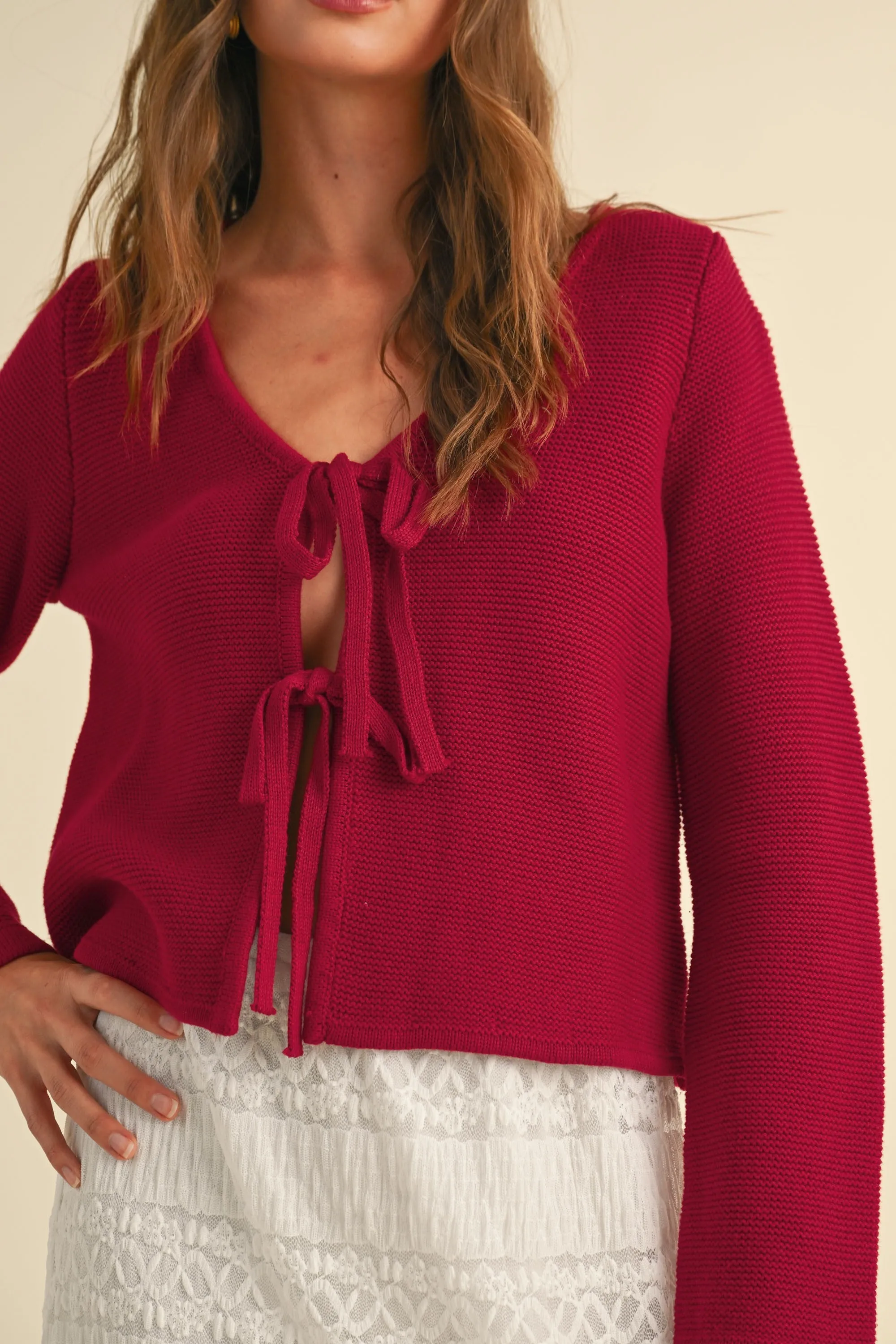 Tie Front Knit Cardigan sold by Evercado product image thumbnail 3
